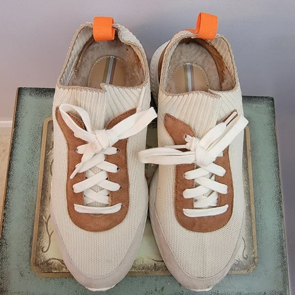 Sam Edelman Stokton Slip On Sherpa Lined Cream/Brown/Gray Size 7 Made In Italy - Picture 2 of 9